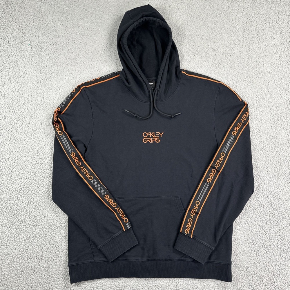 Oakley Grips Hoodie Men 2XL Black Custom Fit Drawstring Pockets Pullover BMX
